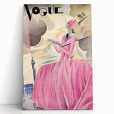 Art Deco Vogue Cover Print - Pink Gown Fashion Illustration Wall Art