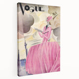 Art Deco Vogue Cover Print - Pink Gown Fashion Illustration Wall Art