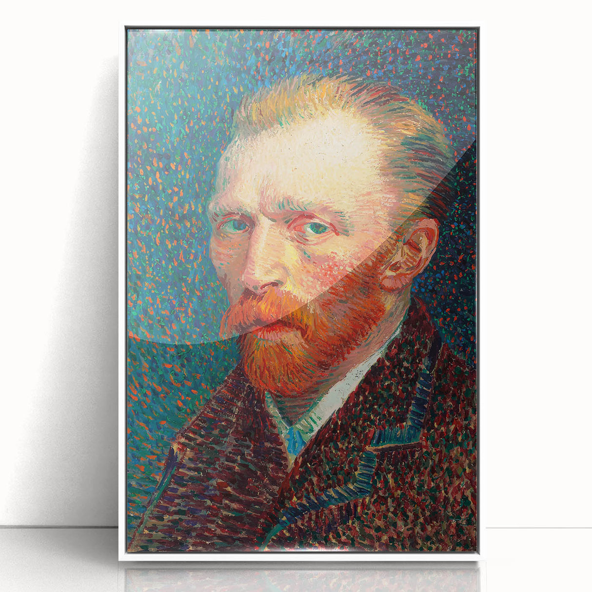 Large art print of Van Gogh's painting on white acrylic, framed, with mid-century modernist style.