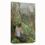 Abstract figurative acrylic artwork displayed in a side view, showcasing vibrant colors and intricate pin details, ideal for modern home decor or artistic inspiration.