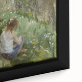 Close-up of an abstract figurative framed canvas art piece showcasing vibrant colors and dynamic shapes, perfect for modern interior decor. Ideal for art enthusiasts.