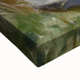 Close-up of an abstract figurative stretched canvas art piece showcasing vibrant colors and intricate textures, perfect for modern home decor or artistic spaces.