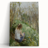 Abstract figurative stretched canvas artwork showcasing vibrant colors and dynamic shapes, leaning against a neutral wall, perfect for modern home decor.