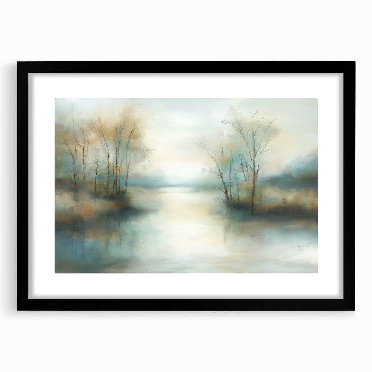 Abstract landscape artwork framed with a sleek black mat, showcasing vibrant colors and dynamic shapes, ideal for modern home decor. Perfect for adding a touch of artistic elegance to any room.