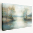 Abstract landscape stretched canvas artwork showcasing vibrant colors and flowing shapes, presented in a side view to highlight texture and depth. Ideal for modern home decor, this piece brings a touch of creativity and sophistication to any space.
