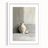 Abstract minimalist wall art framed in white, showcasing a modern design with soft color gradients. Perfect for contemporary home decor or office spaces.