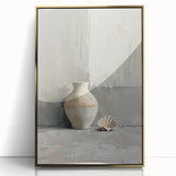 Framed acrylic wall art featuring a gold abstract minimalist design, showcasing a sleek front view that enhances modern decor aesthetics. Perfect for contemporary interiors.