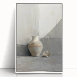 Framed abstract minimalist wall art featuring a sleek white acrylic design, showcasing modern elegance with clean lines and subtle textures, perfect for contemporary decor.