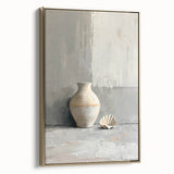 Framed abstract minimalist wall art featuring a gold design, showcasing a sleek side view. Ideal for modern home decor, adding a touch of elegance to any room.