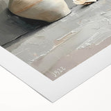 Abstract minimalist wall art on rolled canvas showcasing soft pastel colors and geometric shapes, ideal for modern home decor. Packaged securely in a cardboard tube.