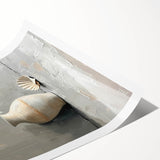 Abstract minimalist wall art print showcasing soft pastel colors and geometric shapes, rolled and securely packaged in a protective cardboard tube. Ideal for modern home decor.