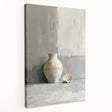 Abstract minimalist wall art on stretched canvas showcasing soft hues of blue and beige, elegantly displayed from a side view, perfect for modern decor.