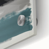 Large Abstract Wall Art – Teal, Gray & Black Modern Brush Design