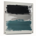 Large Abstract Wall Art – Teal, Gray & Black Modern Brush Design