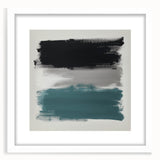 Large Abstract Wall Art – Teal, Gray & Black Modern Brush Design