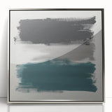 Large Abstract Wall Art – Teal, Gray & Black Modern Brush Design