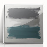 Large Abstract Wall Art – Teal, Gray & Black Modern Brush Design