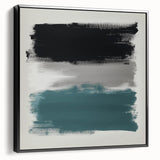 Large Abstract Wall Art – Teal, Gray & Black Modern Brush Design