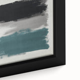 Large Abstract Wall Art – Teal, Gray & Black Modern Brush Design