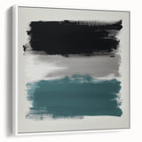 Large Abstract Wall Art – Teal, Gray & Black Modern Brush Design