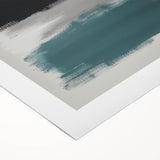 Large Abstract Wall Art – Teal, Gray & Black Modern Brush Design