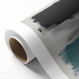 Large Abstract Wall Art – Teal, Gray & Black Modern Brush Design