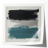 Large Abstract Wall Art – Teal, Gray & Black Modern Brush Design