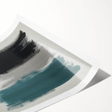 Large Abstract Wall Art – Teal, Gray & Black Modern Brush Design