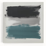 Large Abstract Wall Art – Teal, Gray & Black Modern Brush Design