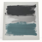 Large Abstract Wall Art – Teal, Gray & Black Modern Brush Design