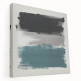 Large Abstract Wall Art – Teal, Gray & Black Modern Brush Design