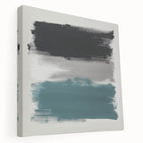 Large Abstract Wall Art – Teal, Gray & Black Modern Brush Design