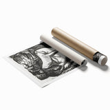 Expressionist Art - Monochrome Portrait of a Woman Abstract Wall Art