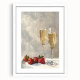 Abstract art print featuring swirling patterns in muted earth tones, framed in white, ideal for dining room decor.