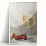 Art deco poster featuring a stylized cocktail glass in black and gold tones on a white acrylic framed print.