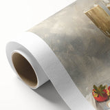 Art Deco poster featuring a stylized cocktail, in pastel pink and blue tones on rolled canvas.