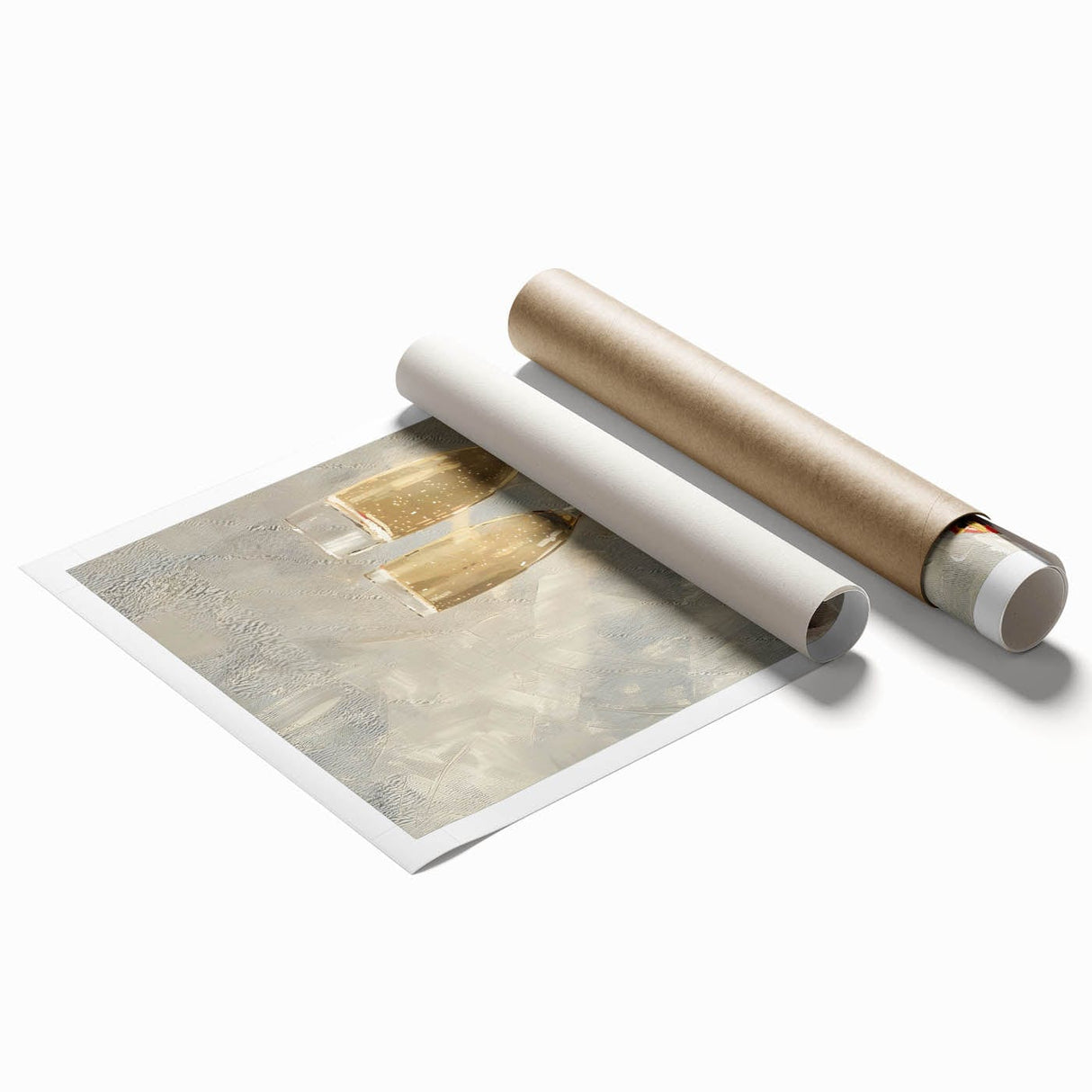 Extra large rolled print featuring a floral art design in pastel shades.