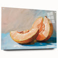 Large abstract wall art featuring an array of fruits in vibrant colors on acrylic glass.