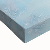 Large art of a black and white landscape painting on stretched canvas, depicting a serene fruit orchard.