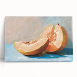 Large black and white stretched canvas featuring a variety of fruits, ideal for kitchen wall art.