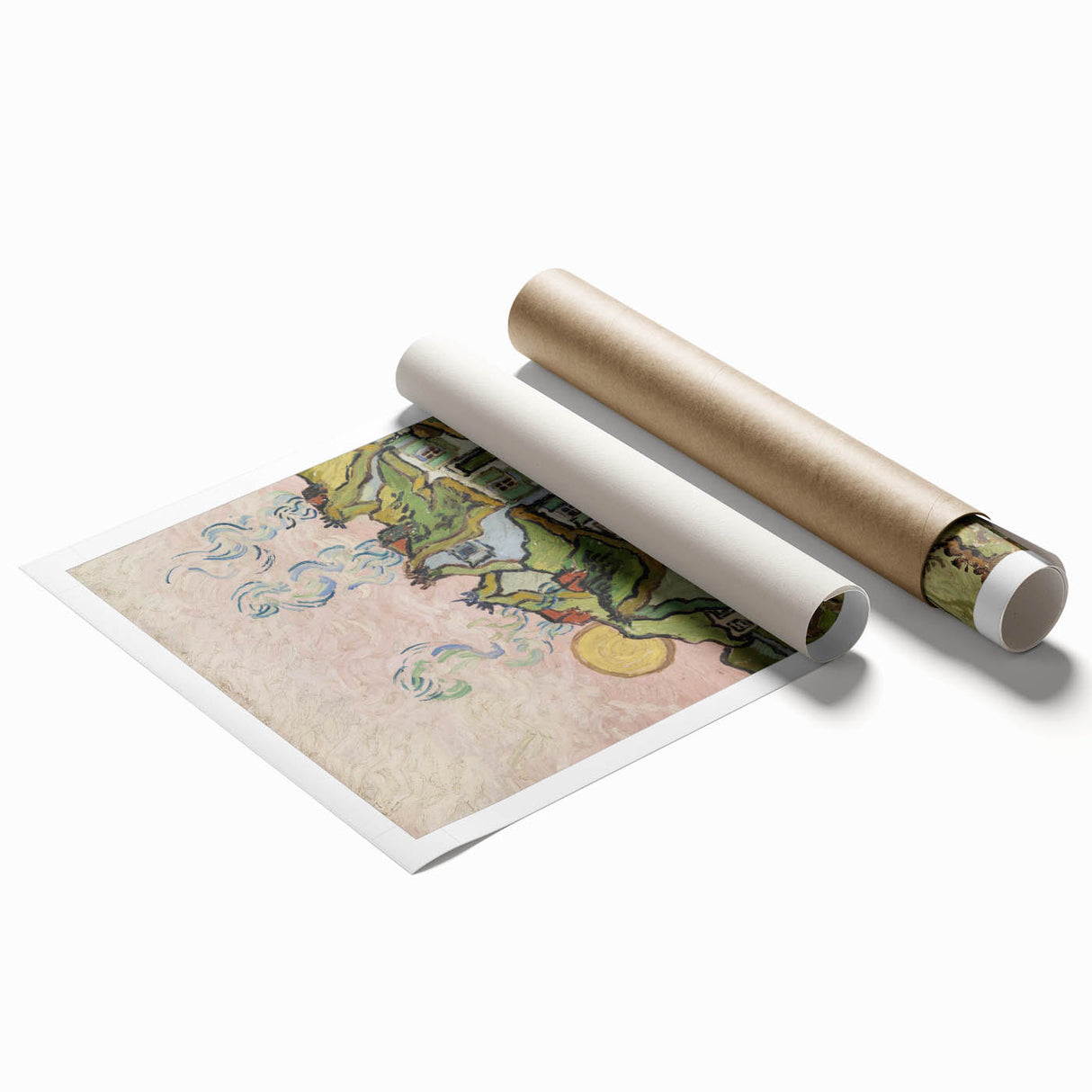 Impressionist Village Wall Art - Van Gogh's Vibrant Houses and Figure Print