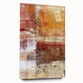 Large abstract wall art depicting fall season colors on acrylic glass, ideal for dining room decor.