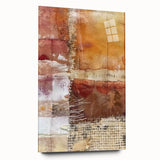 Large abstract wall art in mid-century modernist style on acrylic glass, featuring warm autumnal shades.