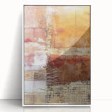 Art deco poster depicting a stylized autumn scene with orange and yellow tones on a white acrylic framed print.