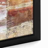Framed canvas featuring a textured, colorful abstract design with black accents, ideal for large living room walls.