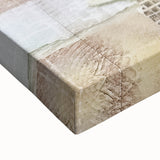 Large art canvas featuring a black and white landscape painting with detailed trees and a misty background.