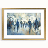 Abstract Cityscape Wall Art – Blue & Gray Modern Canvas Print