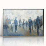 Abstract Cityscape Wall Art – Blue & Gray Modern Canvas Print