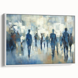 Abstract Cityscape Wall Art – Blue & Gray Modern Canvas Print