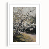 Abstract floral design framed in white matting, showcasing vibrant colors and intricate patterns, perfect for home decor or artistic enhancement. This elegant piece adds a contemporary touch to any room setting.